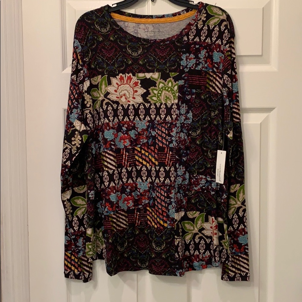 Westbound 2X Colorful Long Sleeve Blouse NWT